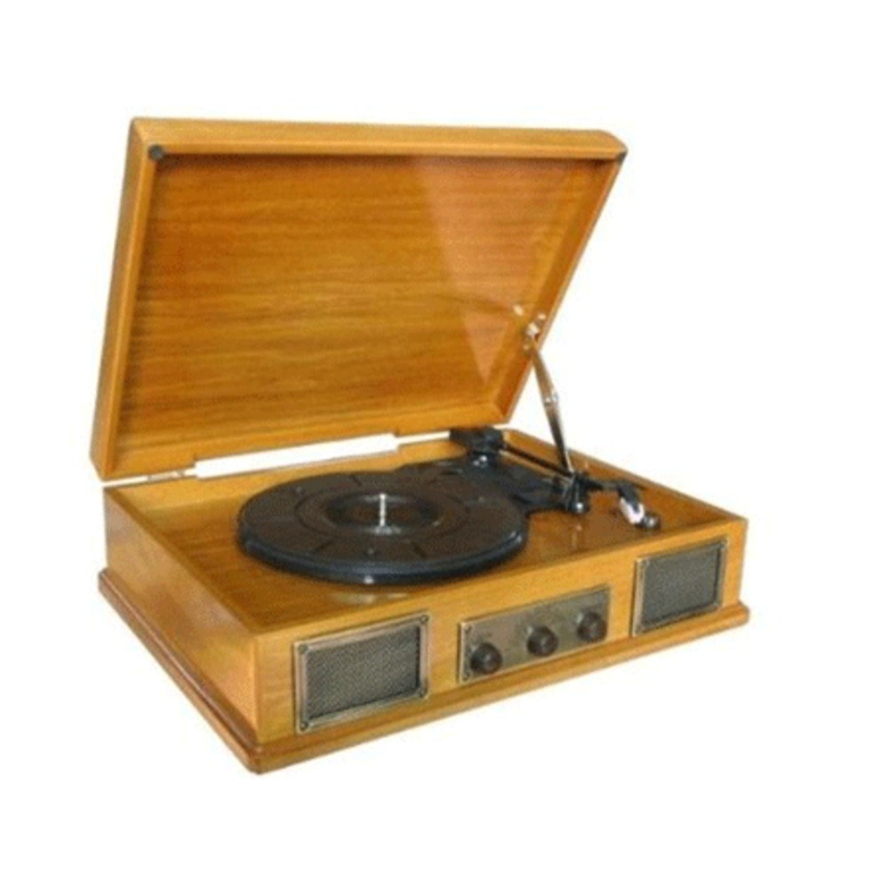 Steepletone Norwich Retro Wooden Record Player Light Wood GetInTheMix