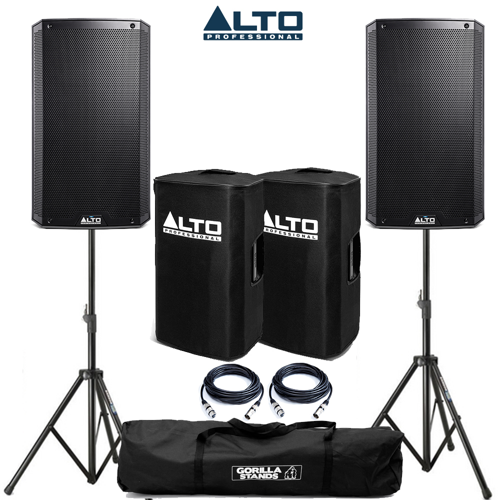 Alto Ts210 Speaker Pair With Stands + Covers + Cables 